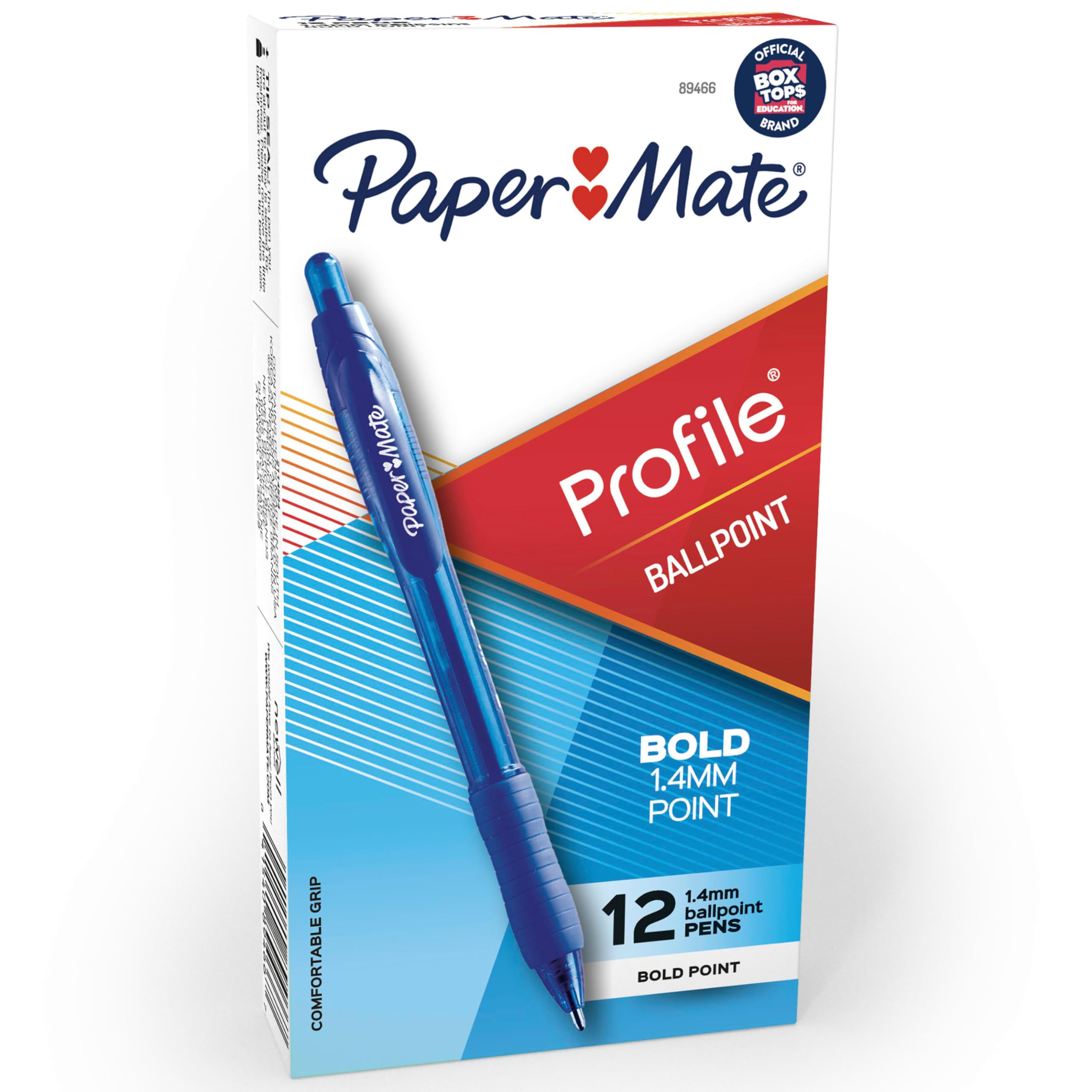 Bolígrafos Paper Mate Profile Retráctiles Azules  12 Unidades - Venta Internacional.