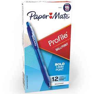 Foto 1 | Bolígrafos Paper Mate Profile Retráctiles Azules 12 Unidades - Venta Internacional.