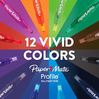 Foto 7 | Bolígrafos Paper Mate Profile Retráctiles Azules 12 Unidades - Venta Internacional.