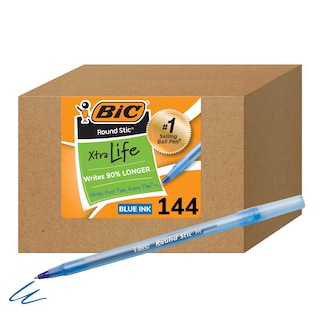 Foto 1 | Bolígrafos Bic Round Stic Xtra Life Blue Tamaño Mediano Paquete De 144 - Venta Internacional.