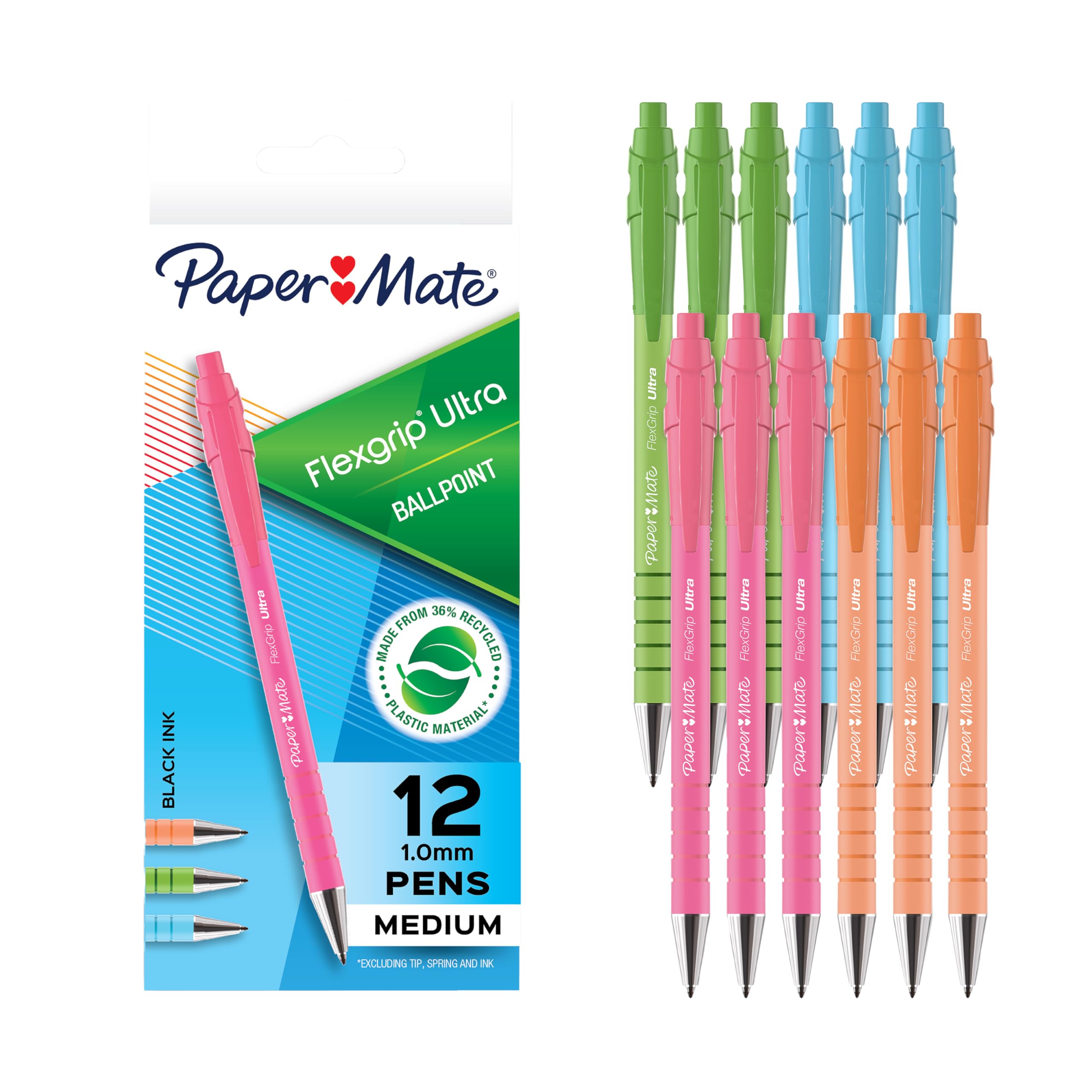Foto 2 pulgar | Bolígrafos Paper Mate Flexgrip Ultra Recycled 12 Negros - Venta Internacional.