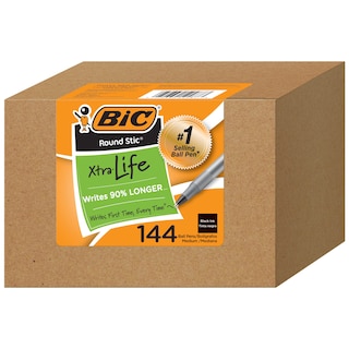 Foto 1 | Bolígrafos De Tinta Bic Round Stic Xtra Life 1.0 Mm Black 144 - Venta Internacional.