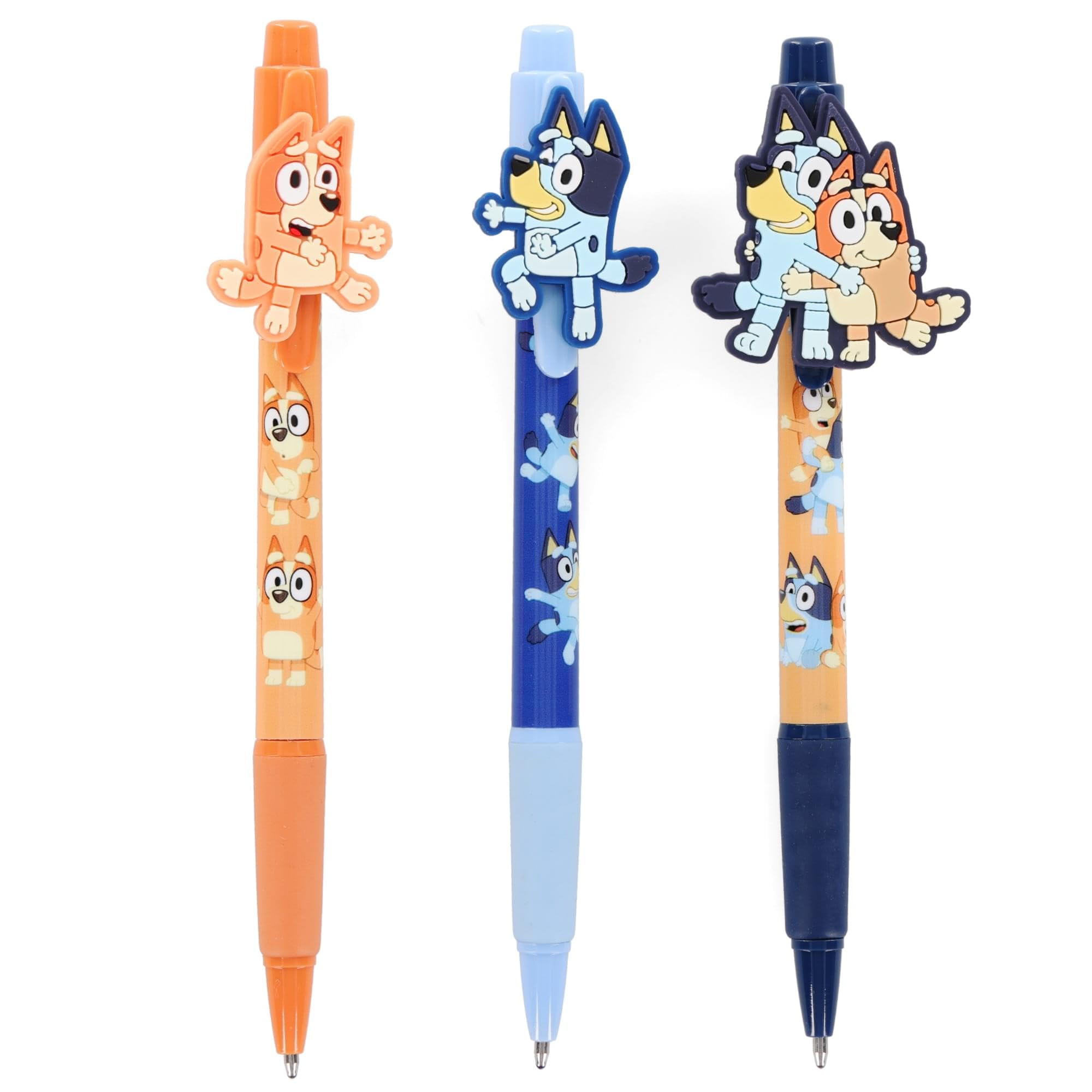 Bolígrafo Innovative Designs Bluey And Bingo  Paquete De 3 Con Clips De Goma - Venta Internacional.