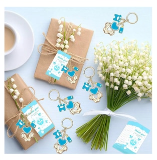 Foto 5 | Llaveros Con Huellas De Baby Shower De Acero Inoxidable Azul