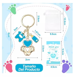 Foto 3 | Llaveros con Huellas de Baby Shower Acero Inoxidable Azul
