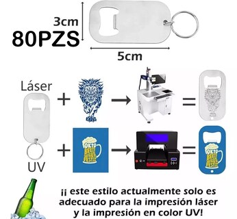 Foto 2 | 80 Pzas Llavero Belug Destapador,impresión En Color Uv Plata