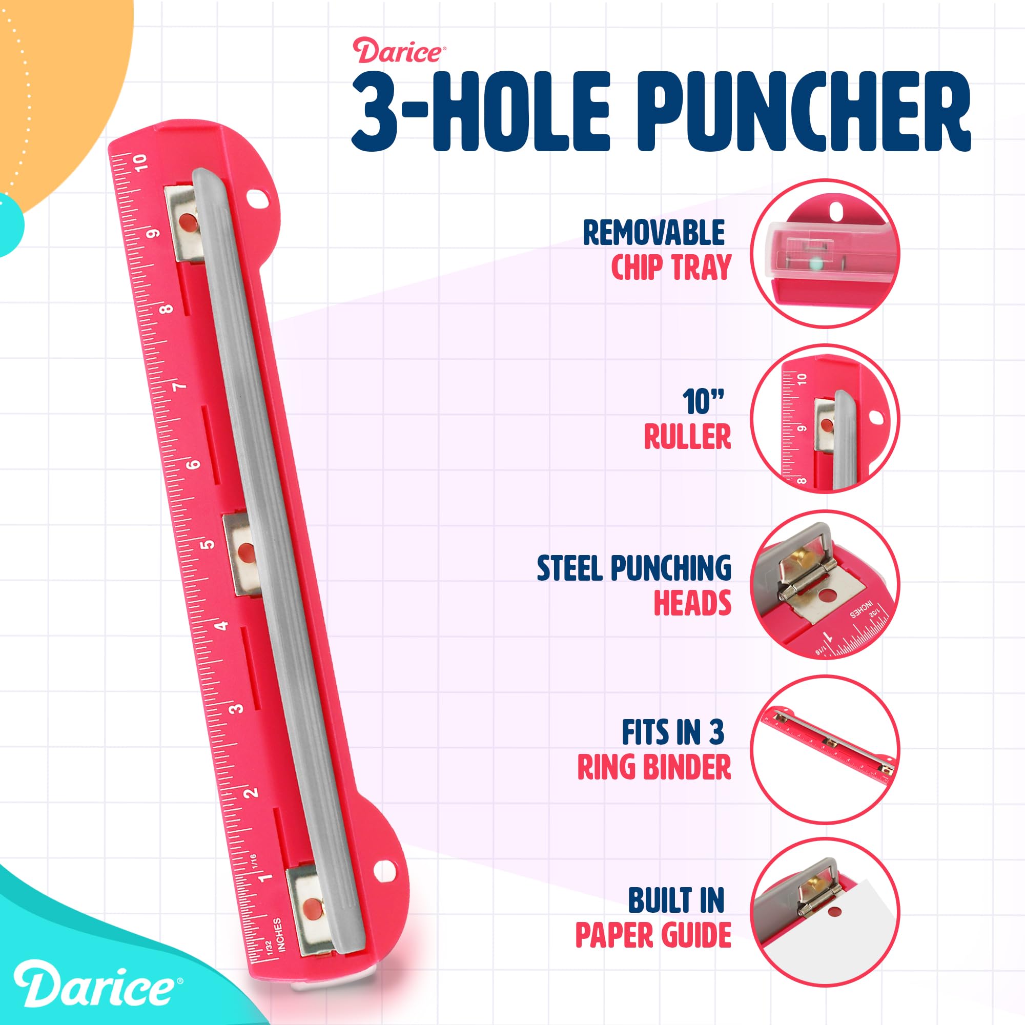 Foto 5 pulgar | Perforadora Darice De 3 Orificios Para Encuadernación, 2 Unidades, Capacidad Para 5 Hojas - Venta Internacional.