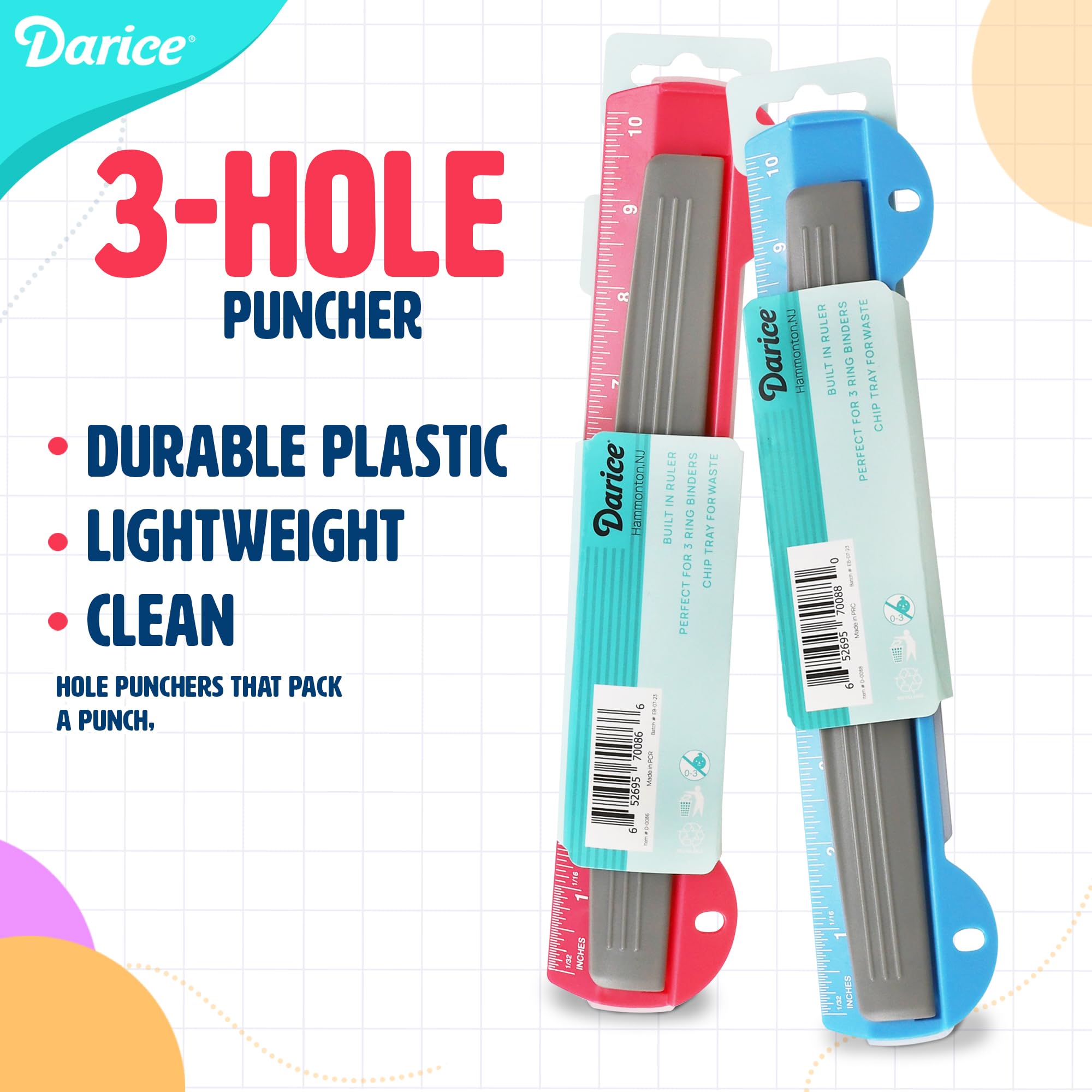 Foto 5 | Perforadora Darice De 3 Orificios Para Encuadernación, 2 Unidades, Capacidad Para 5 Hojas - Venta Internacional.