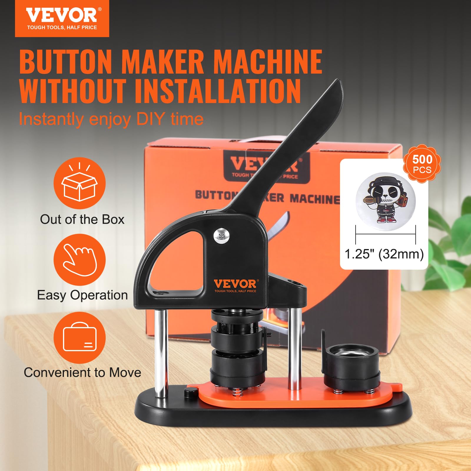 Foto 2 | Máquina Para Hacer Botones Vevor 32 Mm/1.25 Pulgadas Con 500 Botones - Venta Internacional.