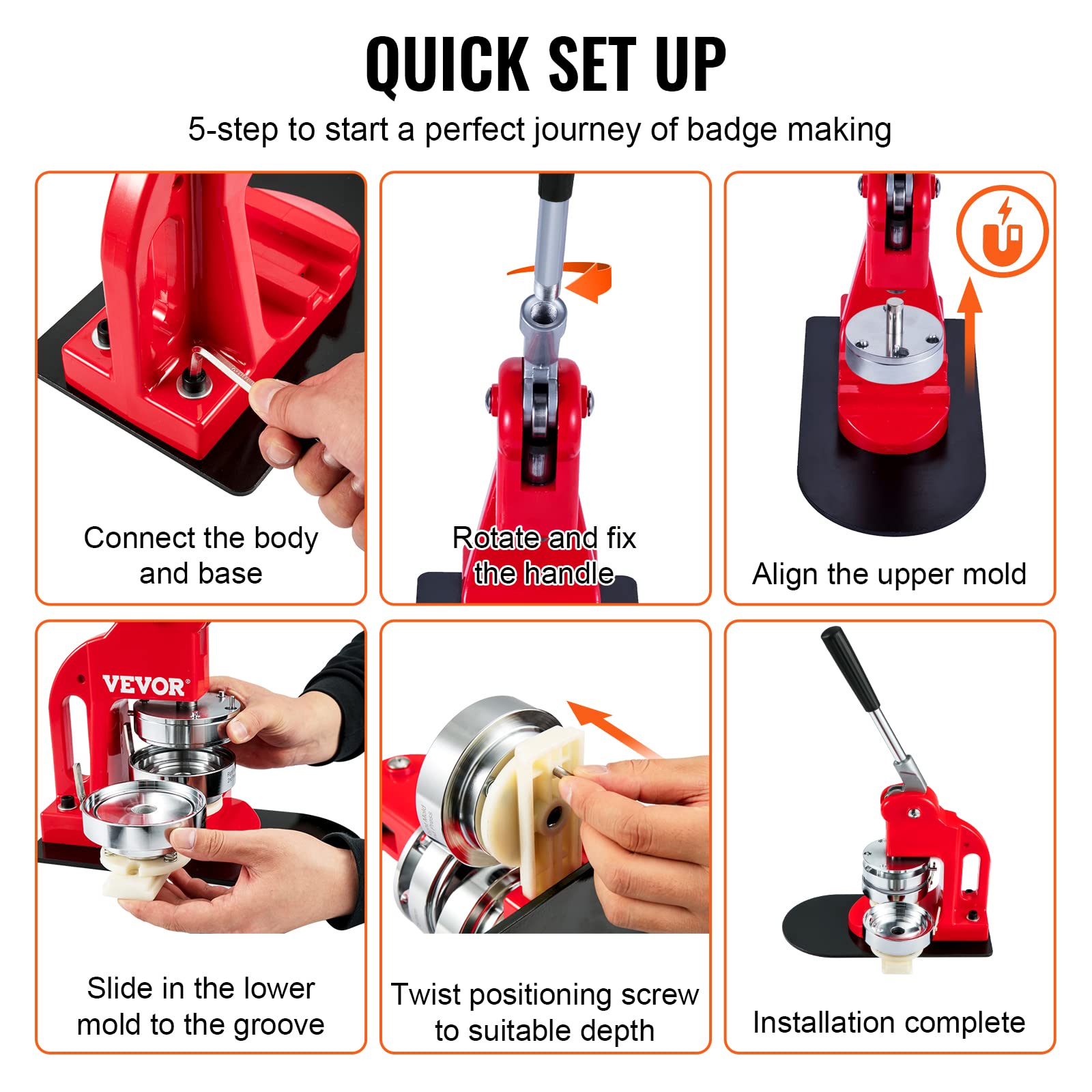 Foto 6 pulgar | Máquina Para Hacer Botones Vevor De 75 Mm - Venta Internacional.