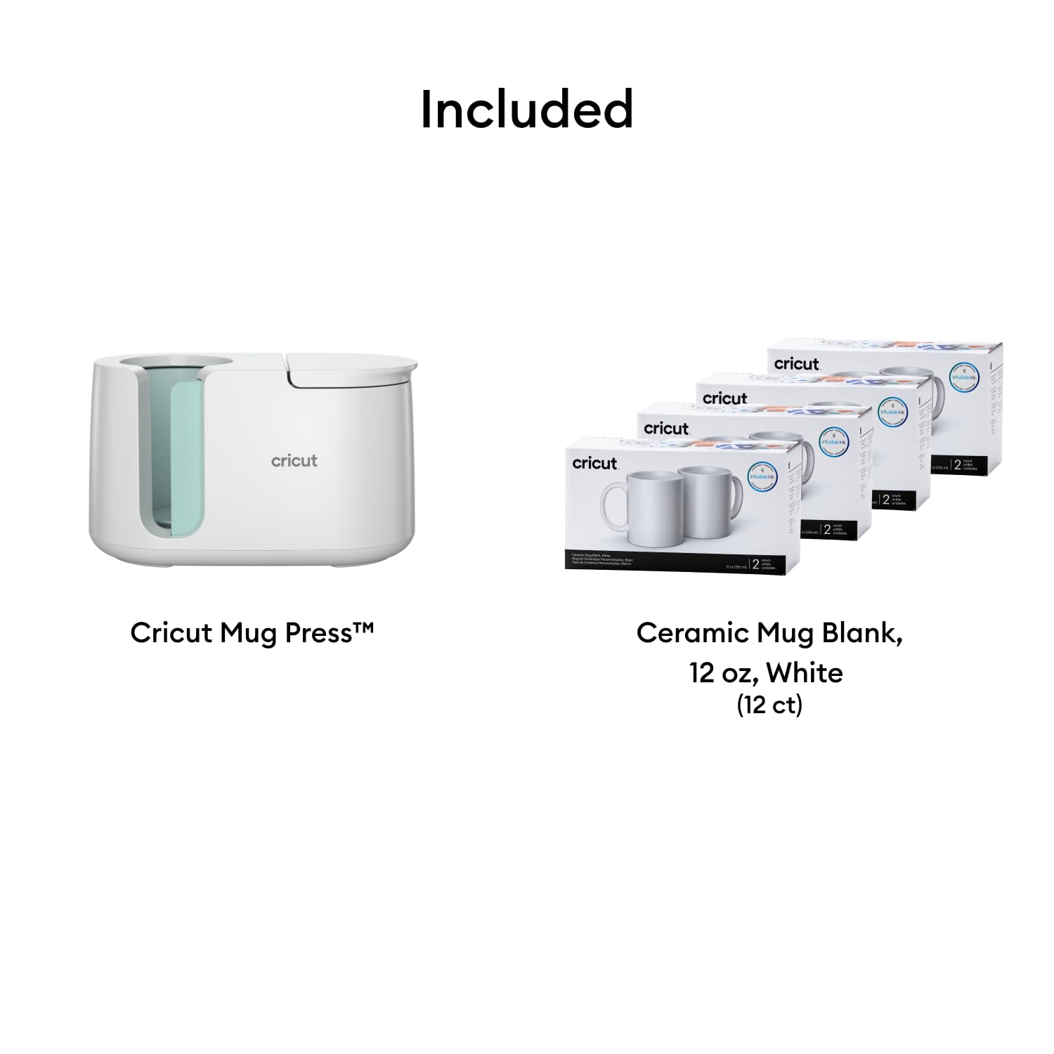 Foto 3 pulgar | Mug Press Cricut + 12 Tazas De Cerámica En Blanco De 350 Ml, Color Blanco - Venta Internacional.