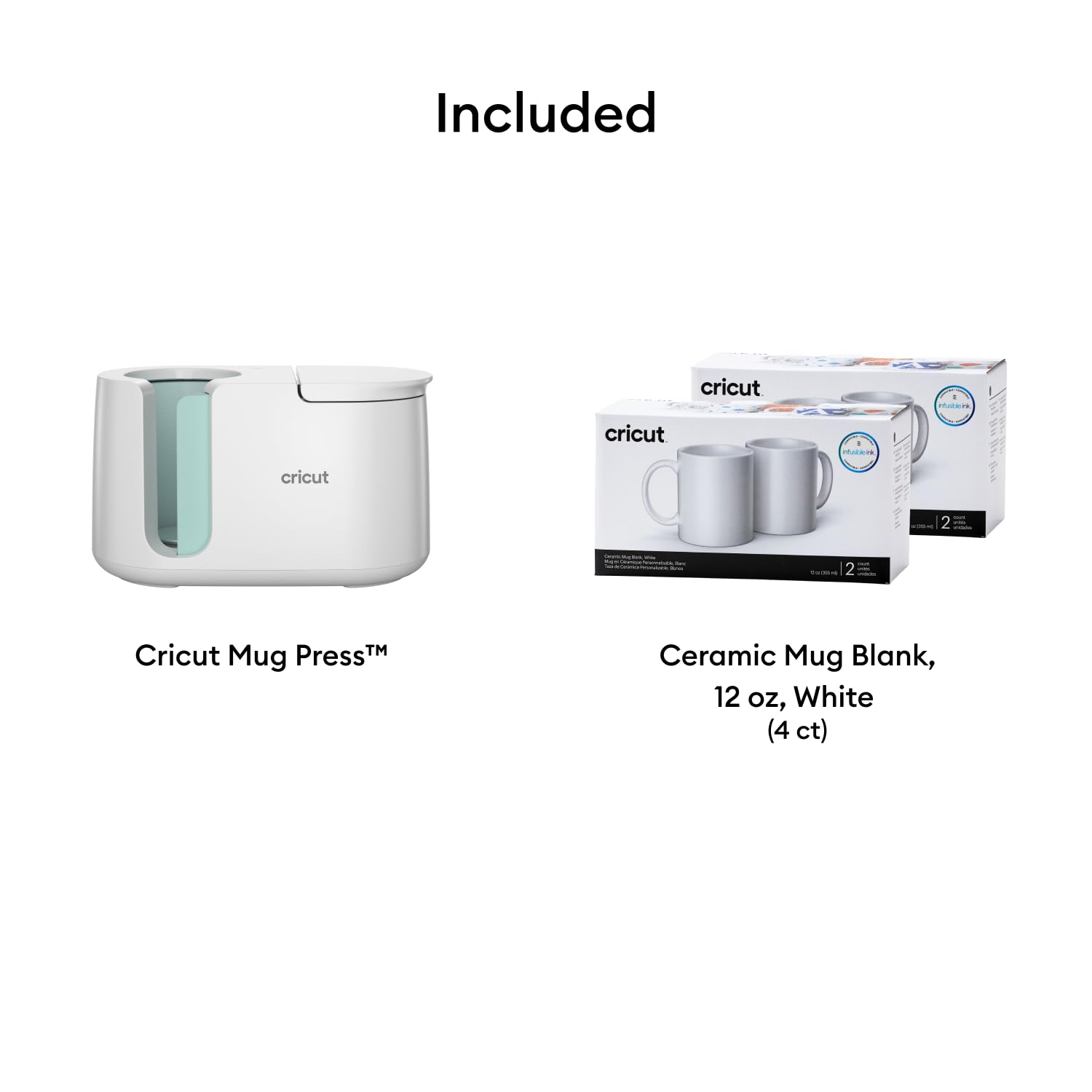 Foto 3 | Mug Press Cricut + 4 Tazas En Blanco De 350 Ml Cada Una - Venta Internacional.