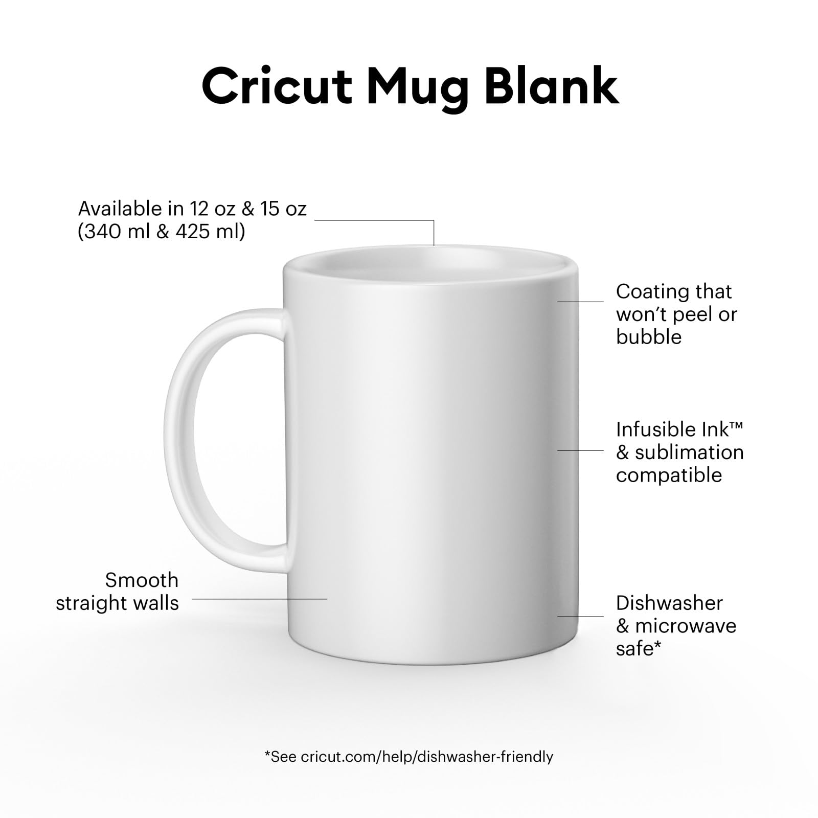 Foto 3 pulgar | Taza Cricut Biselada En Blanco Con Revestimiento Cerámico, 450 Ml, Sublimación, 6 Unidades - Venta Internacional.