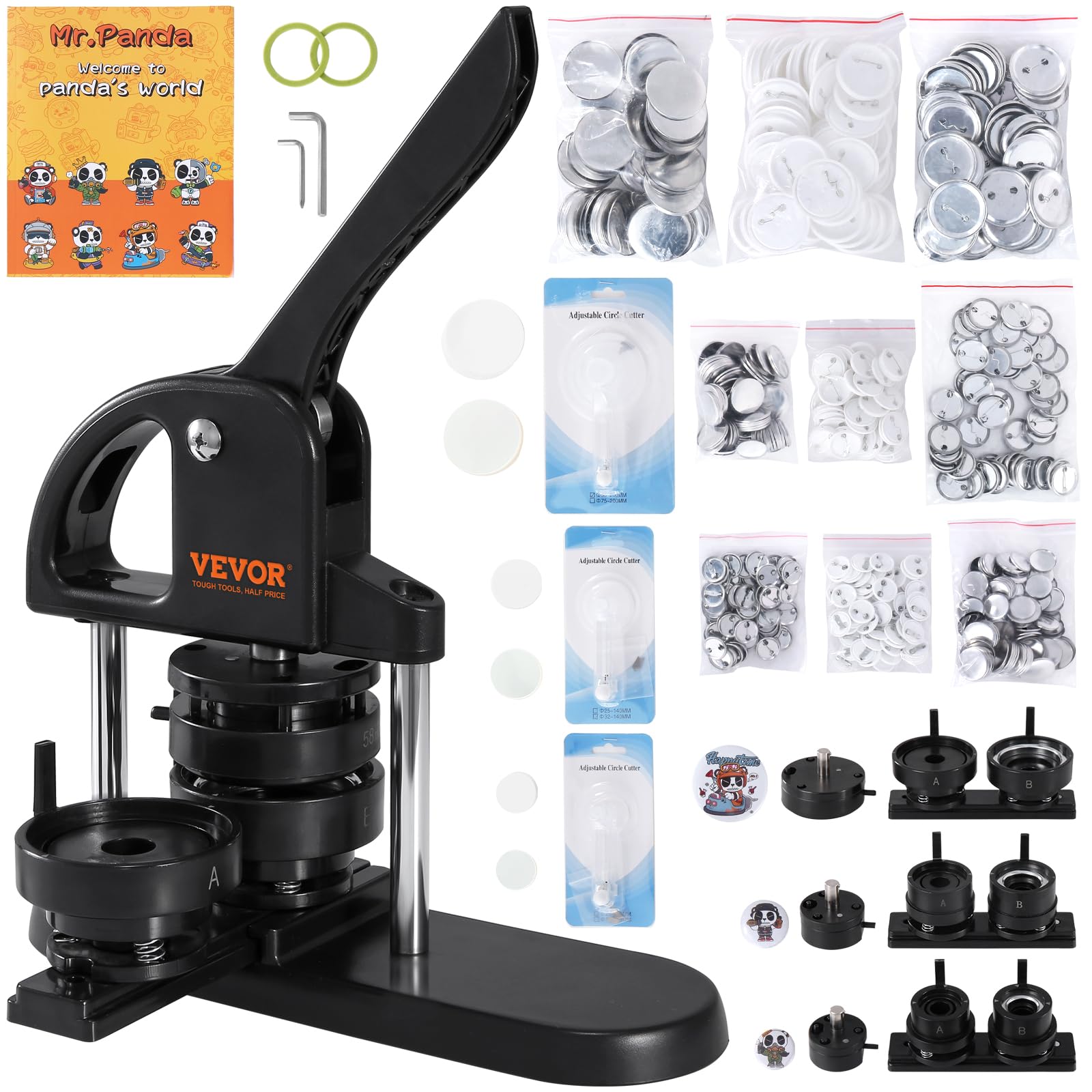Creador De Alfileres Button Maker Vevor 3 En 1 Con 300 Piezas De Botones - Venta Internacional.