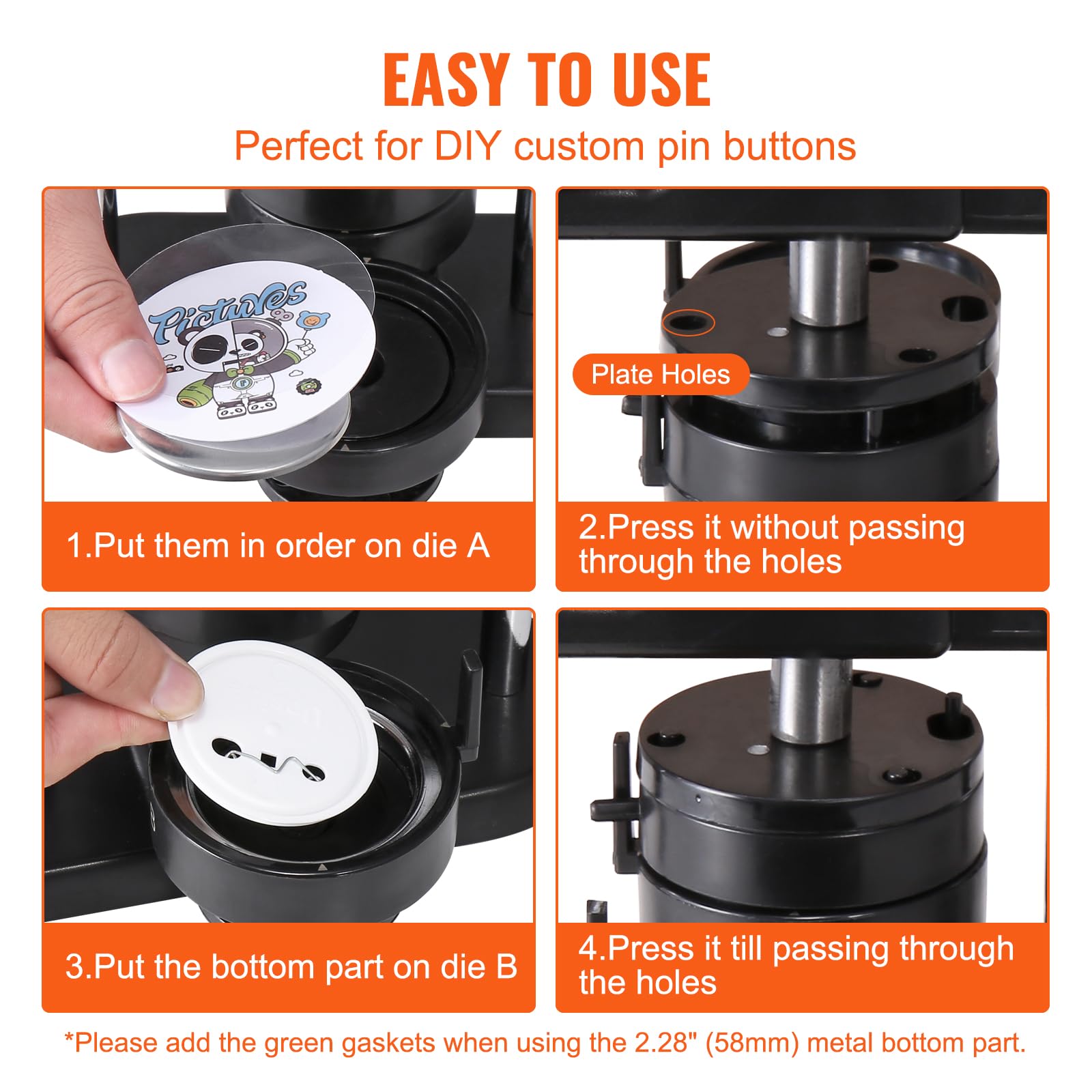 Foto 4 | Creador De Alfileres Button Maker Vevor 3 En 1 Con 300 Piezas De Botones - Venta Internacional.