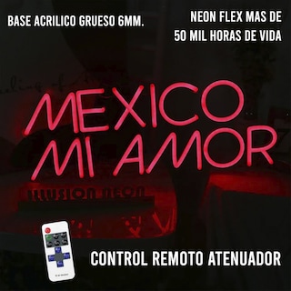 Foto 2 | México Mi Amor Letrero Luz Neón Con Control Remoto 16x50 Cm.
