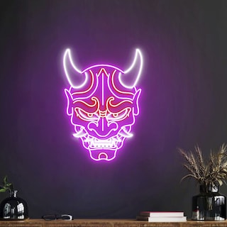 Foto 1 | Letrero Neón Máscara Oni Demonio Japonés con Control Atenuador