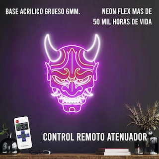 Foto 2 | Letrero Neón Máscara Oni Demonio Japonés con Control Atenuador