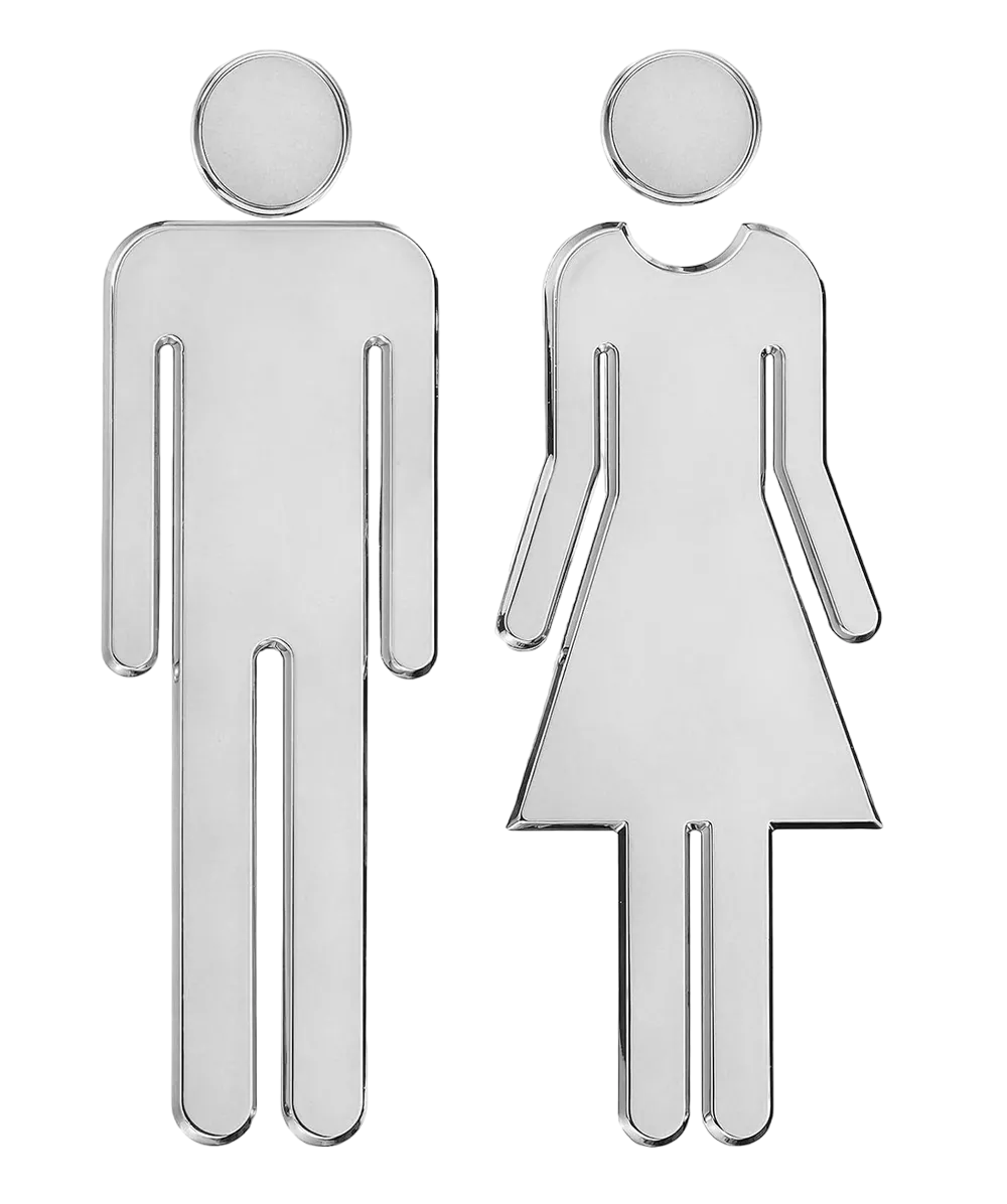 Foto 2 pulgar | Letrero De Baño De Mujer Y Hombre, 2 Piezas Plata