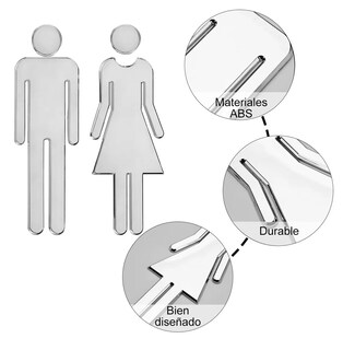 Foto 2 | Letrero De Baño De Mujer Y Hombre, 2 Piezas Plata