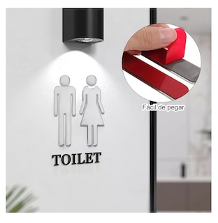 Foto 4 | Letrero De Baño De Mujer Y Hombre, 2 Piezas Plata