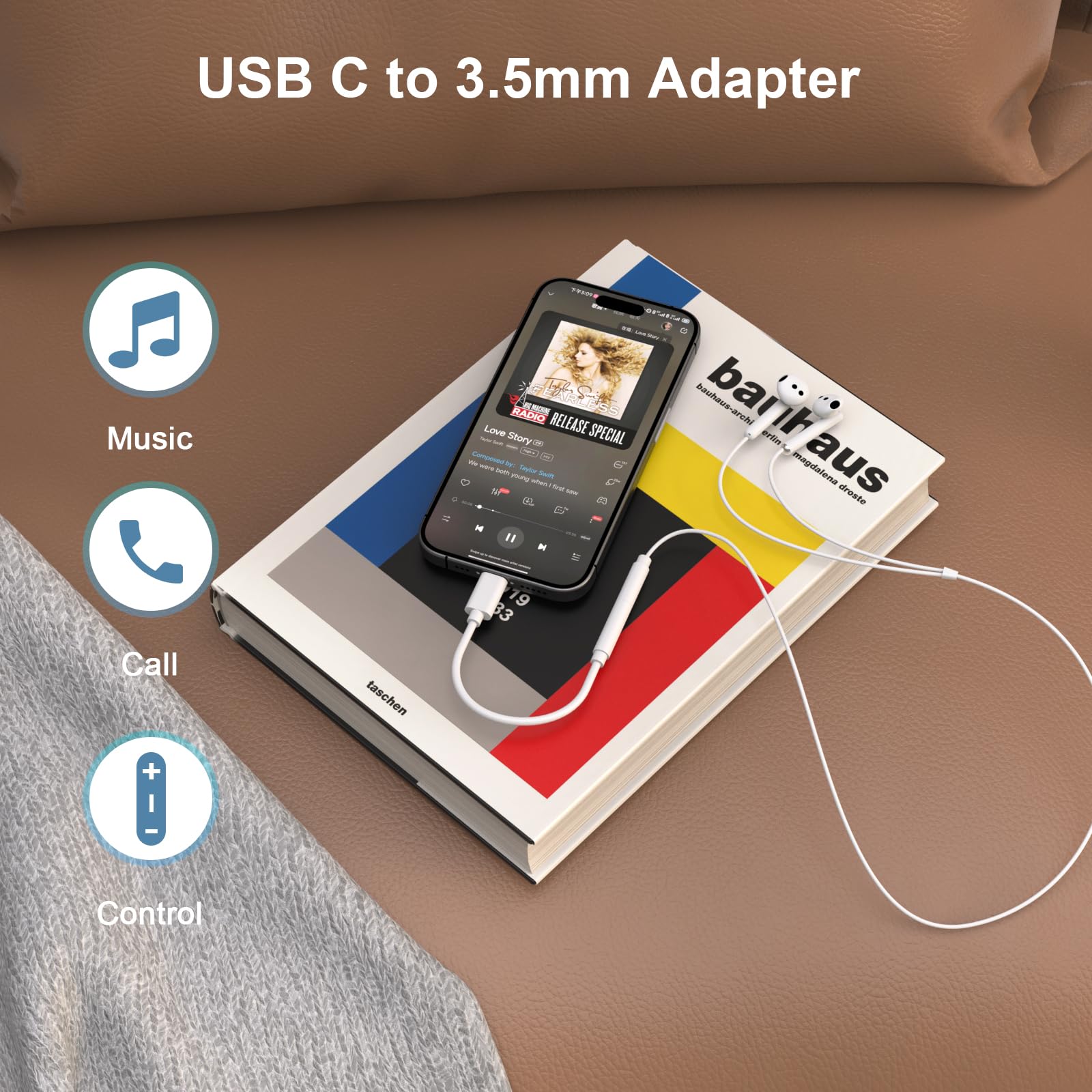 Foto 3 | Adaptador De Auriculares Esbeecables Usb Tipo C A 3.5 Mm Para Iphone - Venta Internacional.