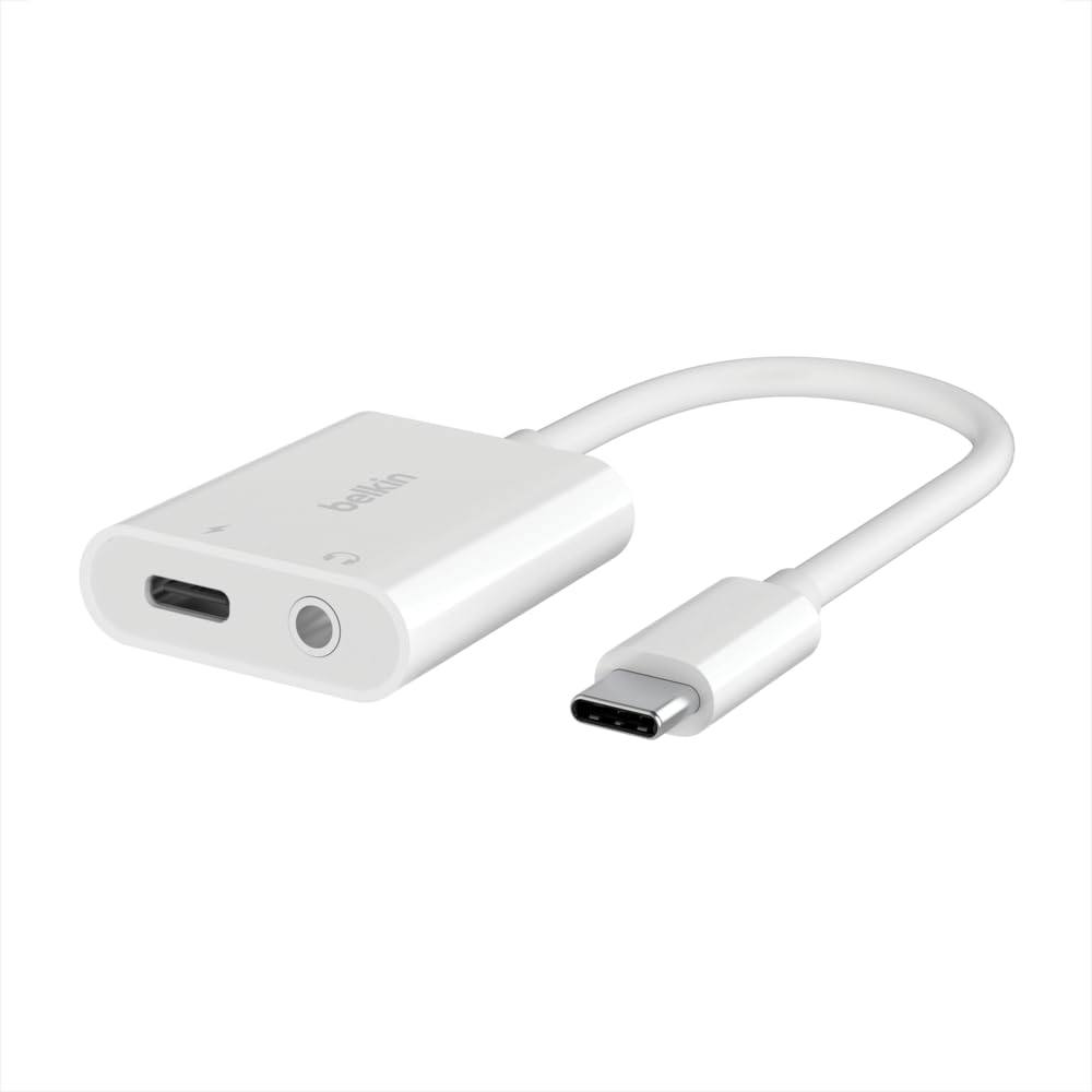 Foto 2 pulgar | Adaptador De Audio Belkin Rockstar™ De 3,5 Mm Con Carga Usb-c, Color Blanco - Venta Internacional.