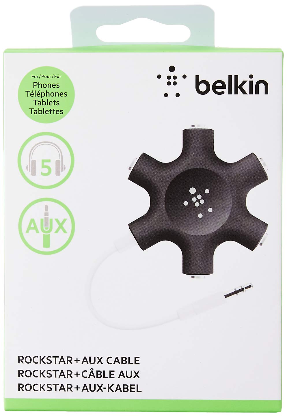 Foto 4 pulgar | Divisor De Auriculares Belkin Rockstar 5-jack Multi Black - Venta Internacional.