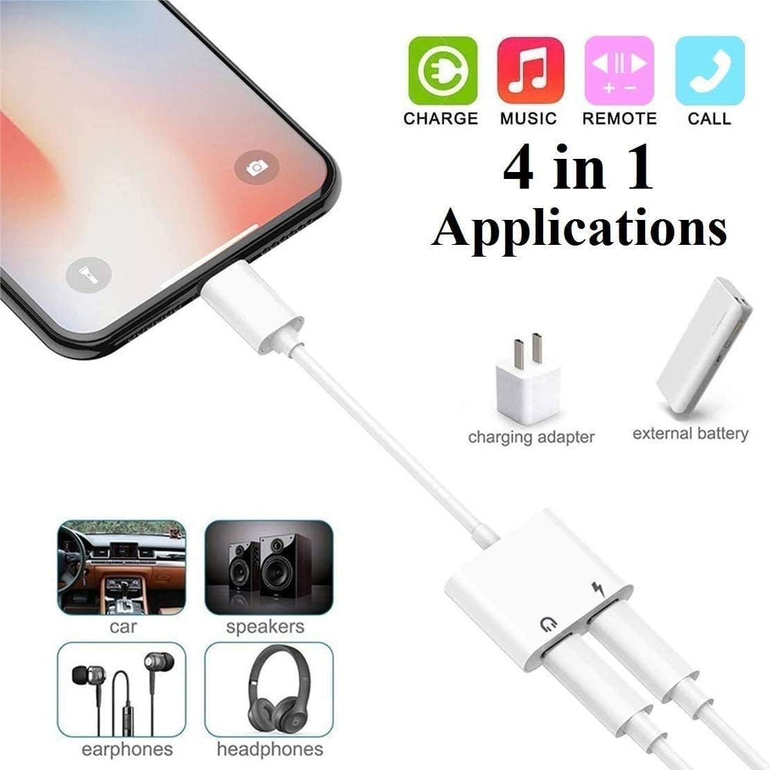 Foto 5 | Adaptador Dual Lightning Para Dividir Y Cargar Iphone, 2 Unidades - Venta Internacional.