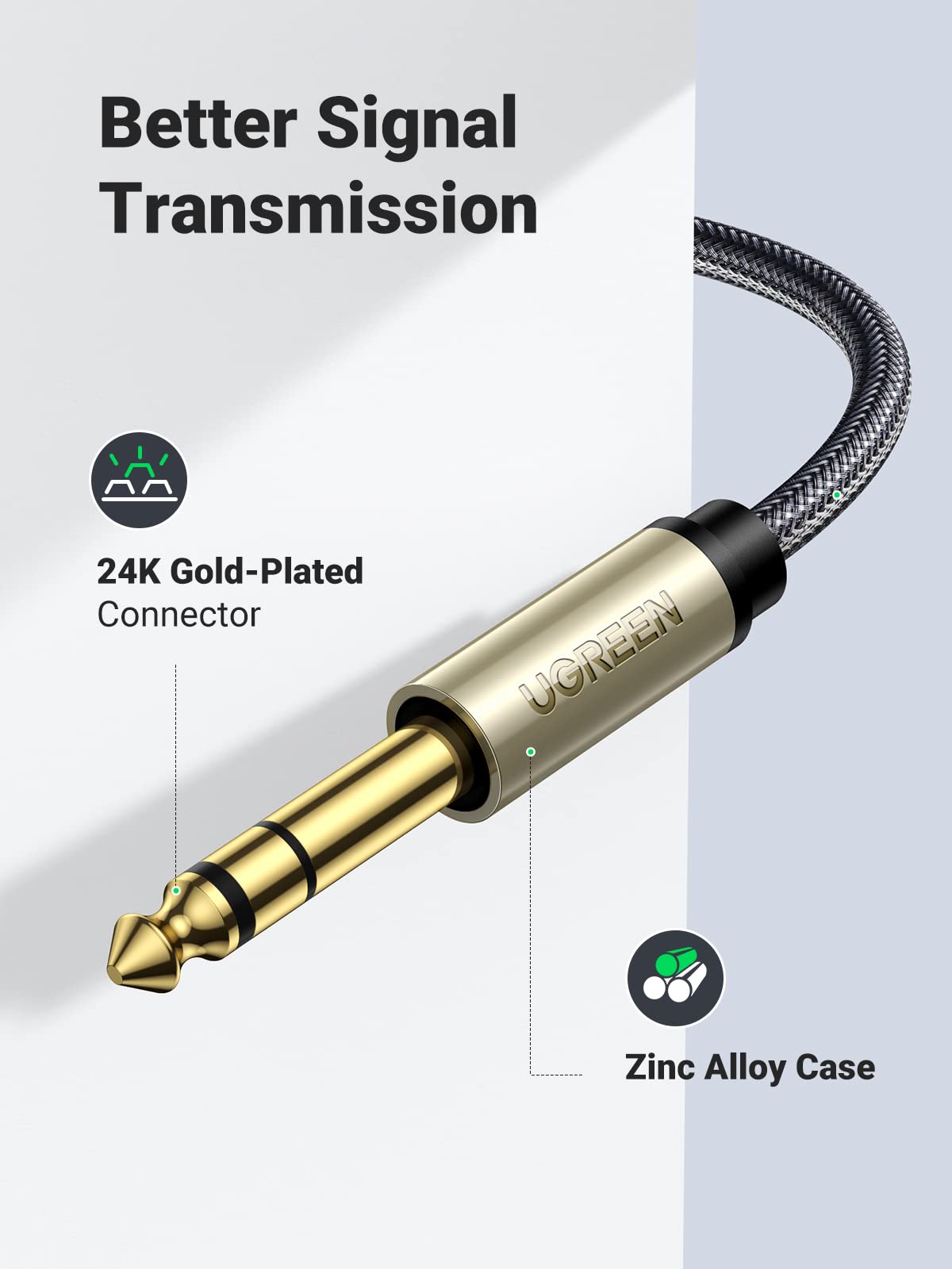 Foto 4 | Cable De Audio Ugreen De 6,35 Mm 1/4 Macho A 3,5 Mm 1/8 Macho 1 M - Venta Internacional.