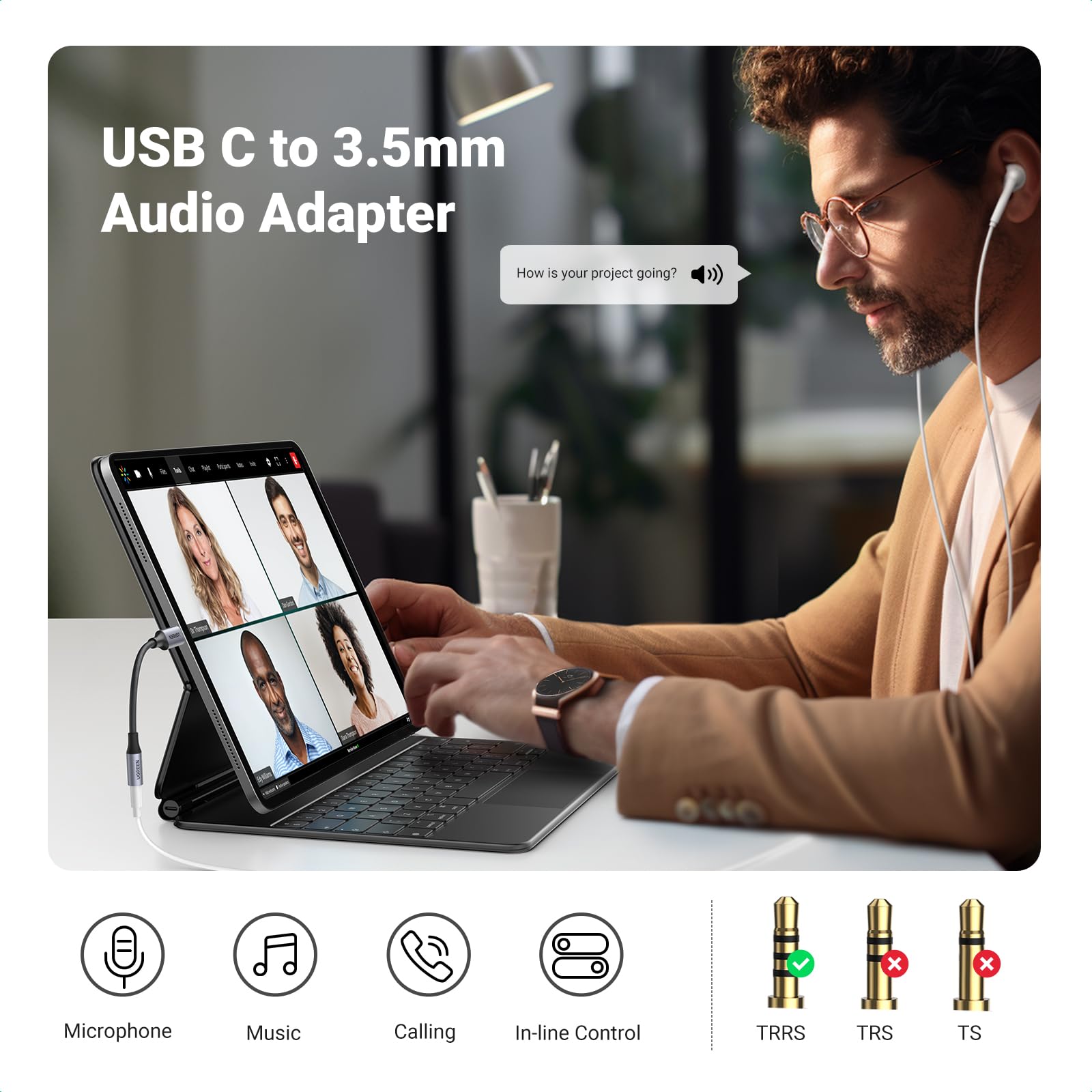 Foto 7 pulgar | Adaptador De Audio Usb C A 3,5 Mm Ugreen Para Iphone Ipad Gris - Venta Internacional.