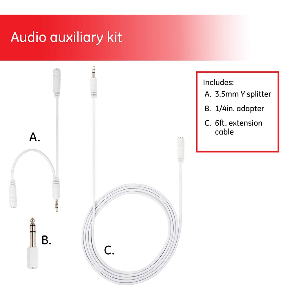 Foto 3 pulgar | Kit Adaptador Para Auriculares Ge, Cable De Extensión Estéreo De 3,5 Mm, Blanco - Venta Internacional.