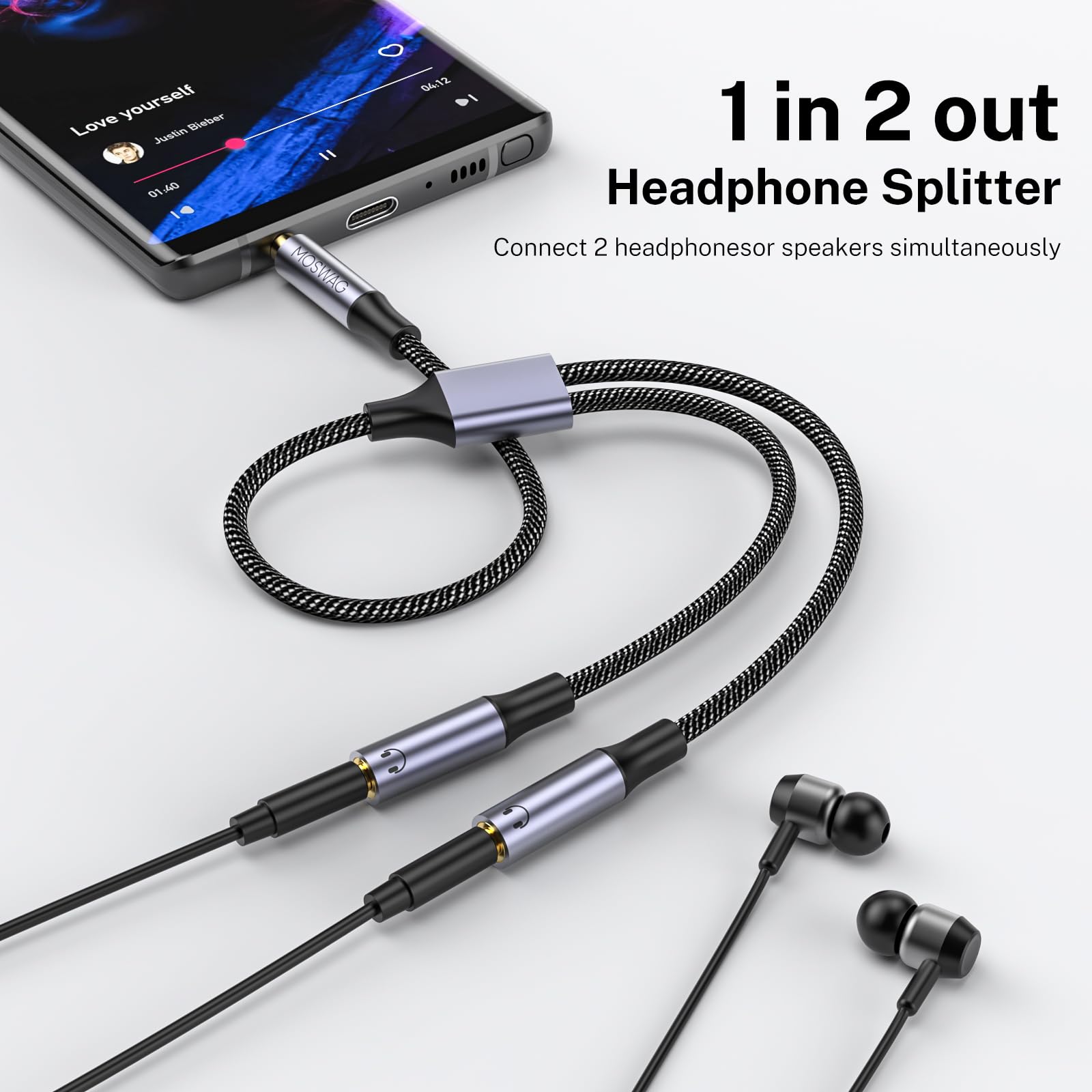 Foto 3 pulgar | Divisor De Auriculares Moswag Estéreo De 3,5 Mm A Doble Hembra De 3,5 Mm - Venta Internacional.