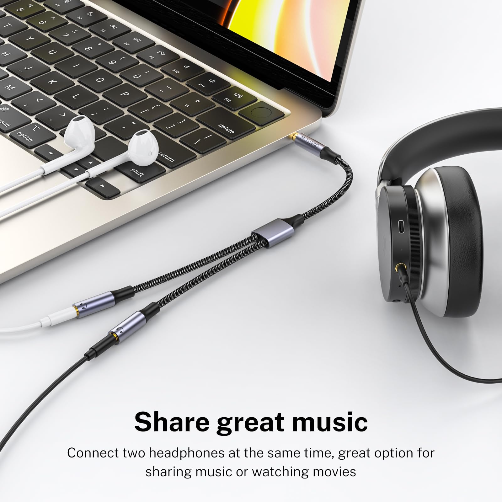 Foto 4 pulgar | Divisor De Auriculares Moswag Estéreo De 3,5 Mm A Doble Hembra De 3,5 Mm - Venta Internacional.