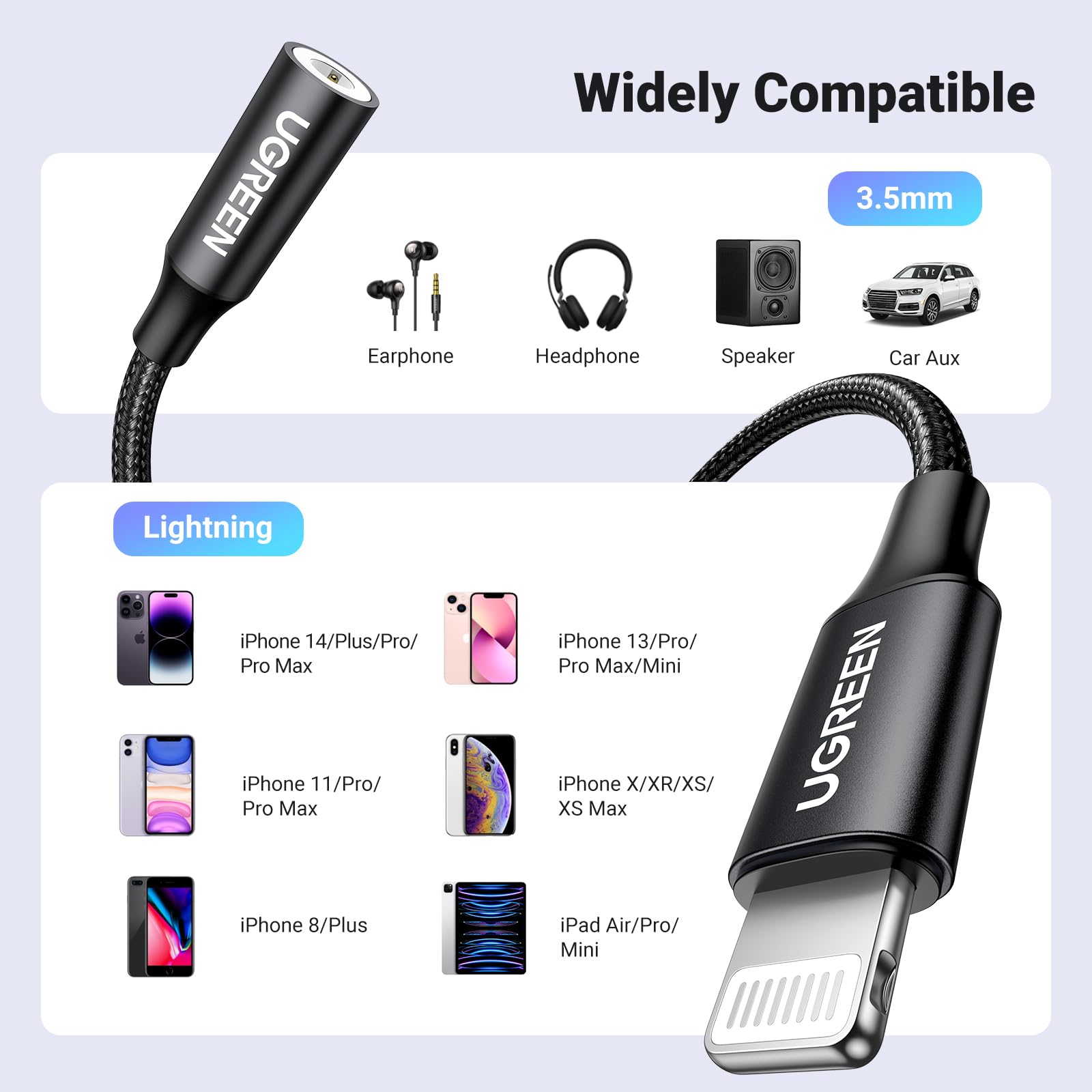 Foto 6 pulgar | Adaptador De Auriculares Ugreen Lightning A 3.5 Mm Para Iphone - Venta Internacional.