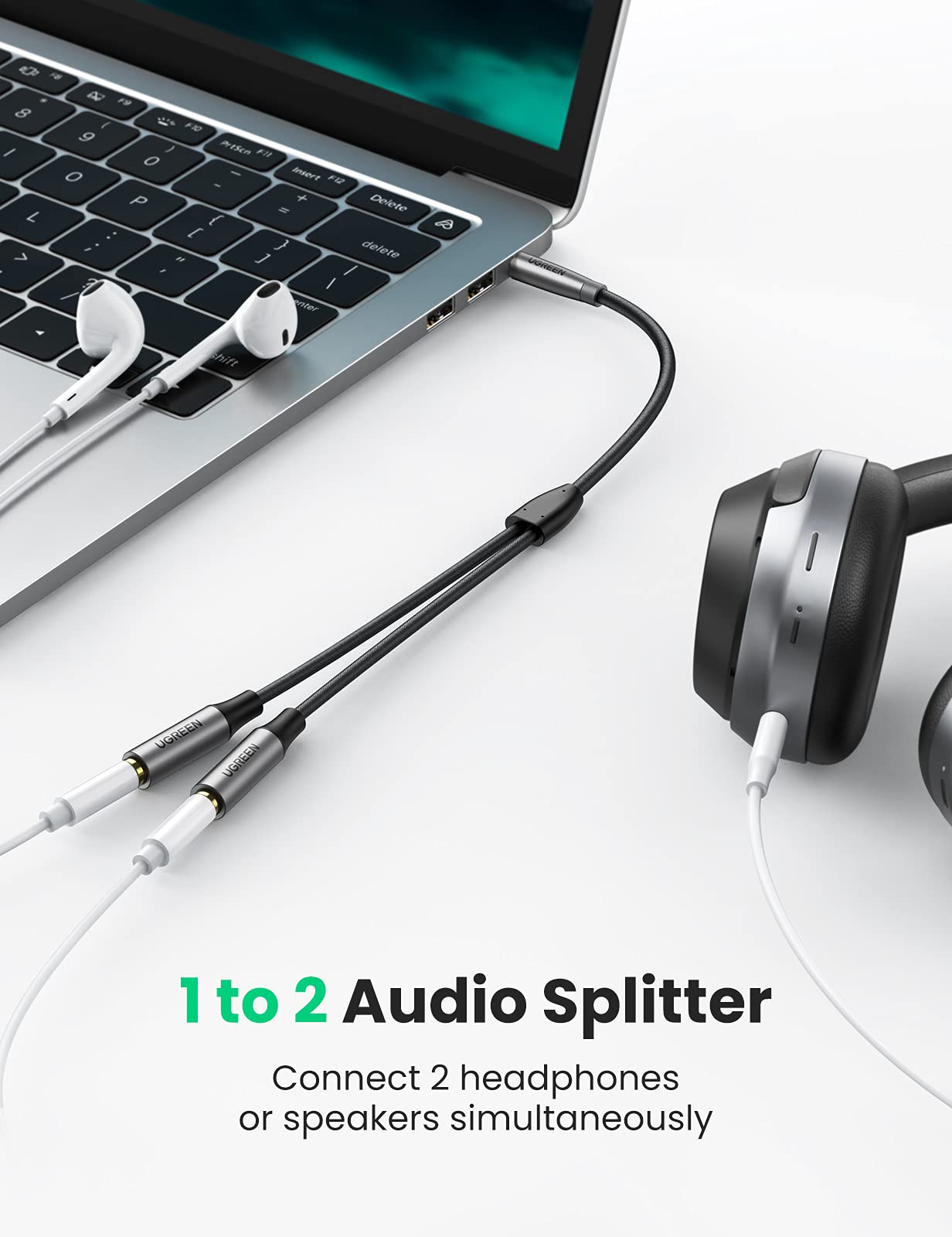 Foto 2 | Divisor De Auriculares Ugreen De 3,5 Mm, Auxiliar, 2 Hembra A 1 Macho, Estéreo - Venta Internacional.