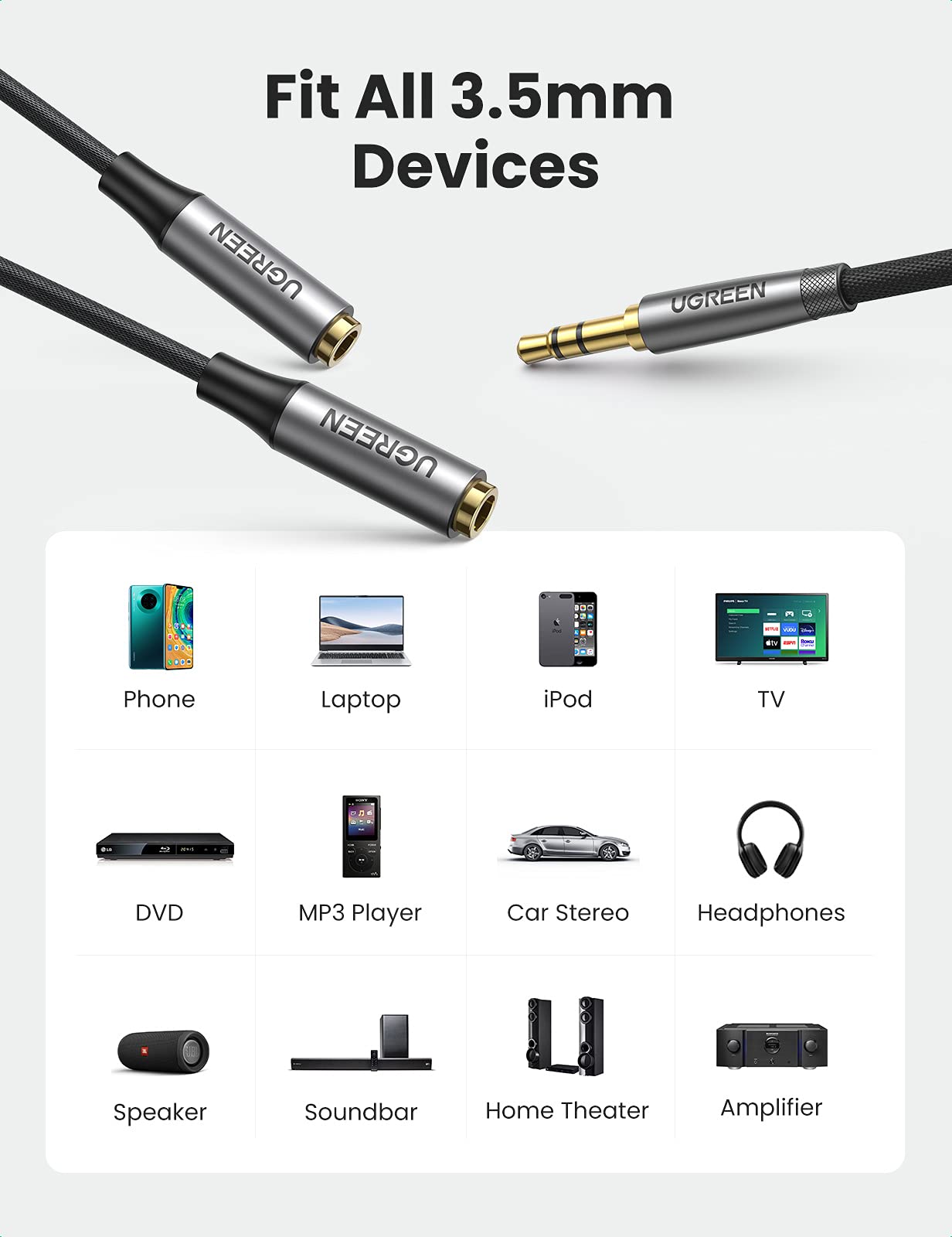 Foto 6 pulgar | Divisor De Auriculares Ugreen De 3,5 Mm, Auxiliar, 2 Hembra A 1 Macho, Estéreo - Venta Internacional.