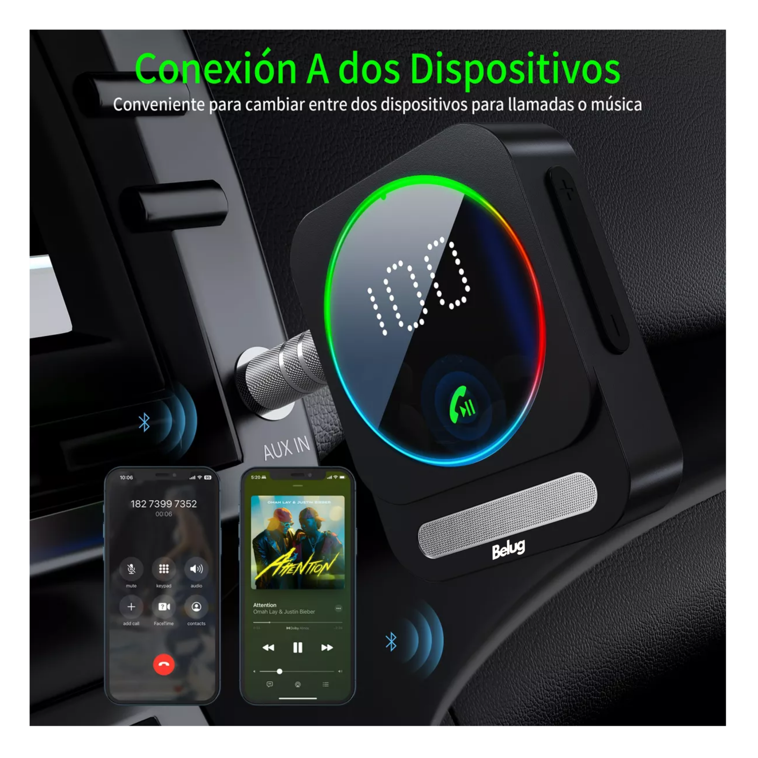 Foto 5 pulgar | Adaptador Auxiliar Bluetooth, Belug Receptor De Audio Con Jack 3.5