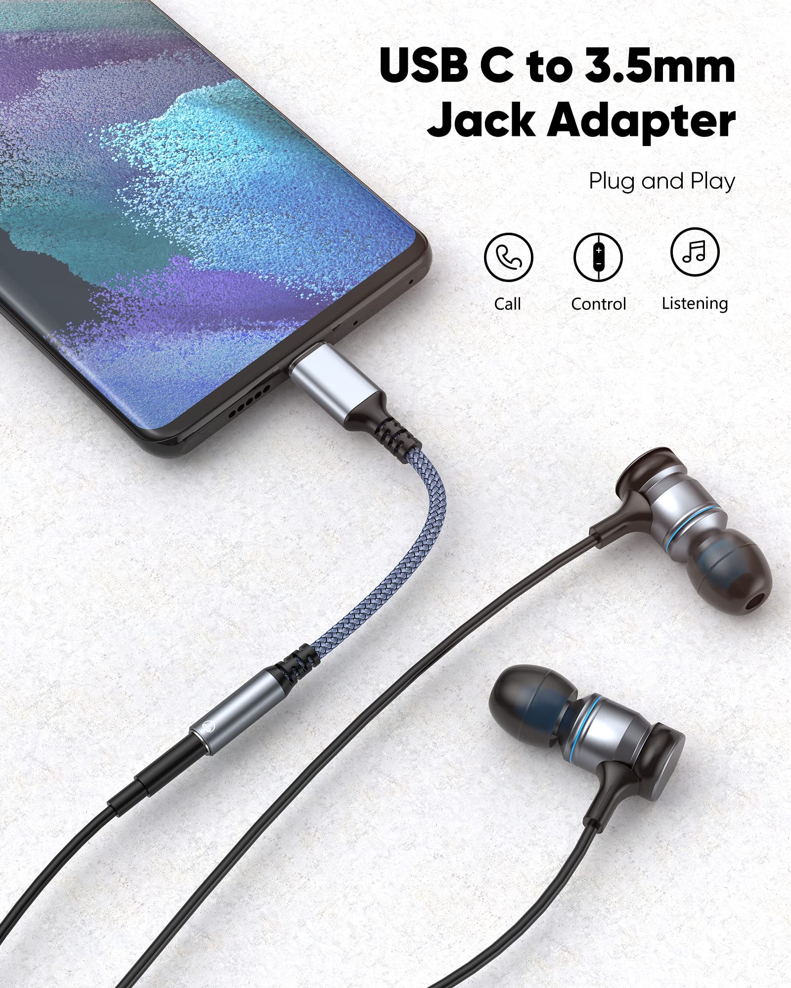 Foto 3 pulgar | Adaptador Usb C A Conector De Audio Para Auriculares Highwings De 3,5 Mm, Color Gris - Venta Internacional.