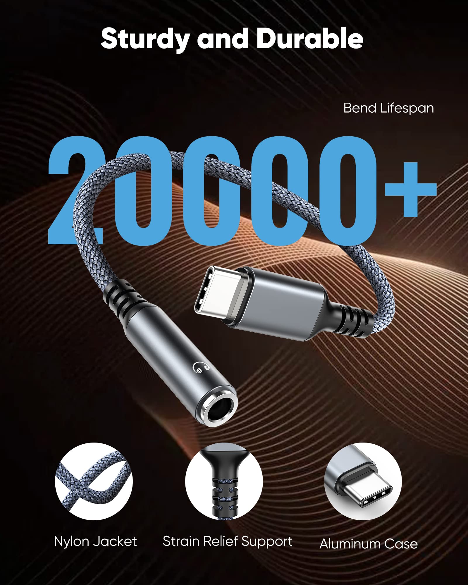 Foto 5 | Adaptador Usb C A Conector De Audio Para Auriculares Highwings De 3,5 Mm, Color Gris - Venta Internacional.