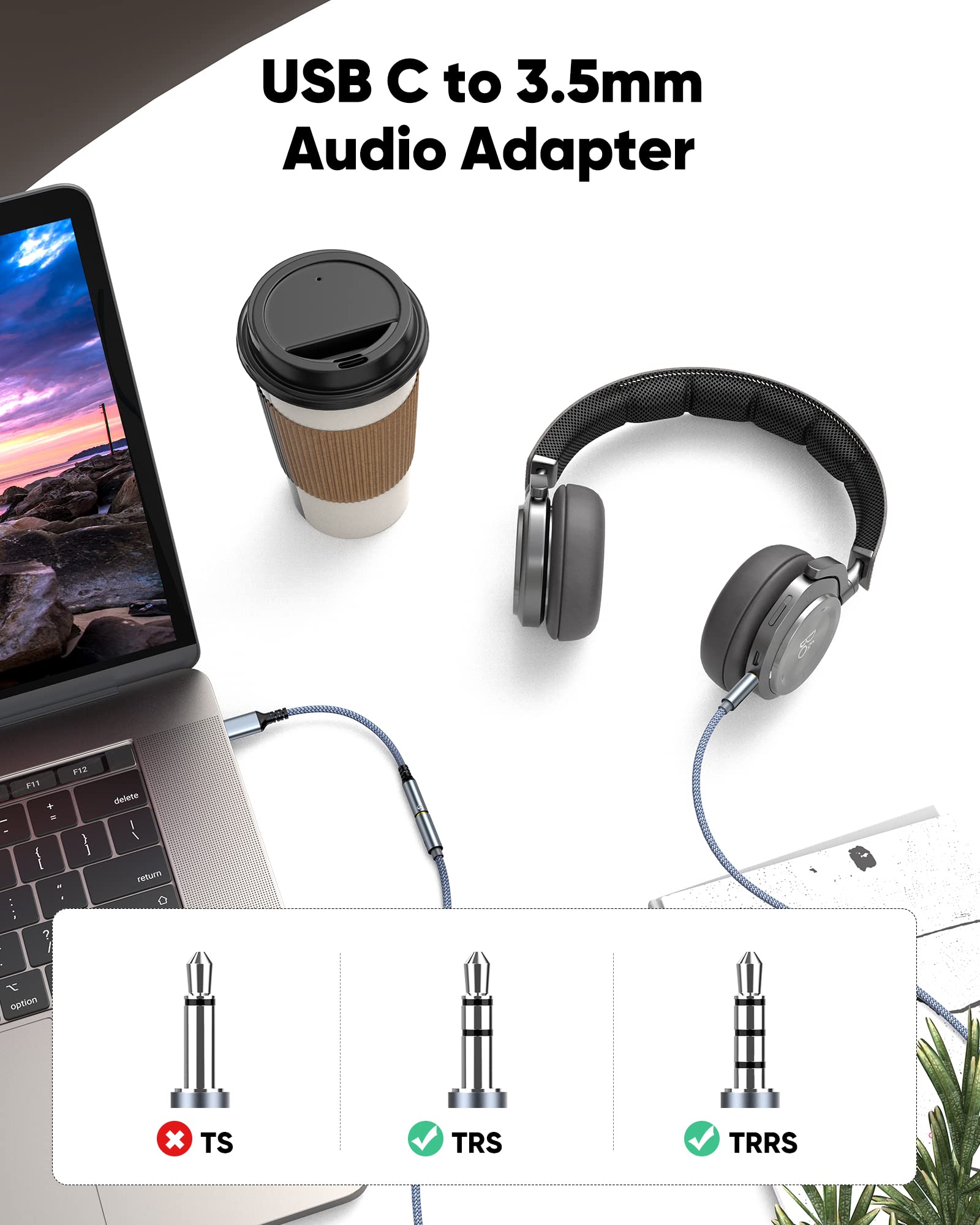 Foto 7 pulgar | Adaptador Usb C A Conector De Audio Para Auriculares Highwings De 3,5 Mm, Color Gris - Venta Internacional.