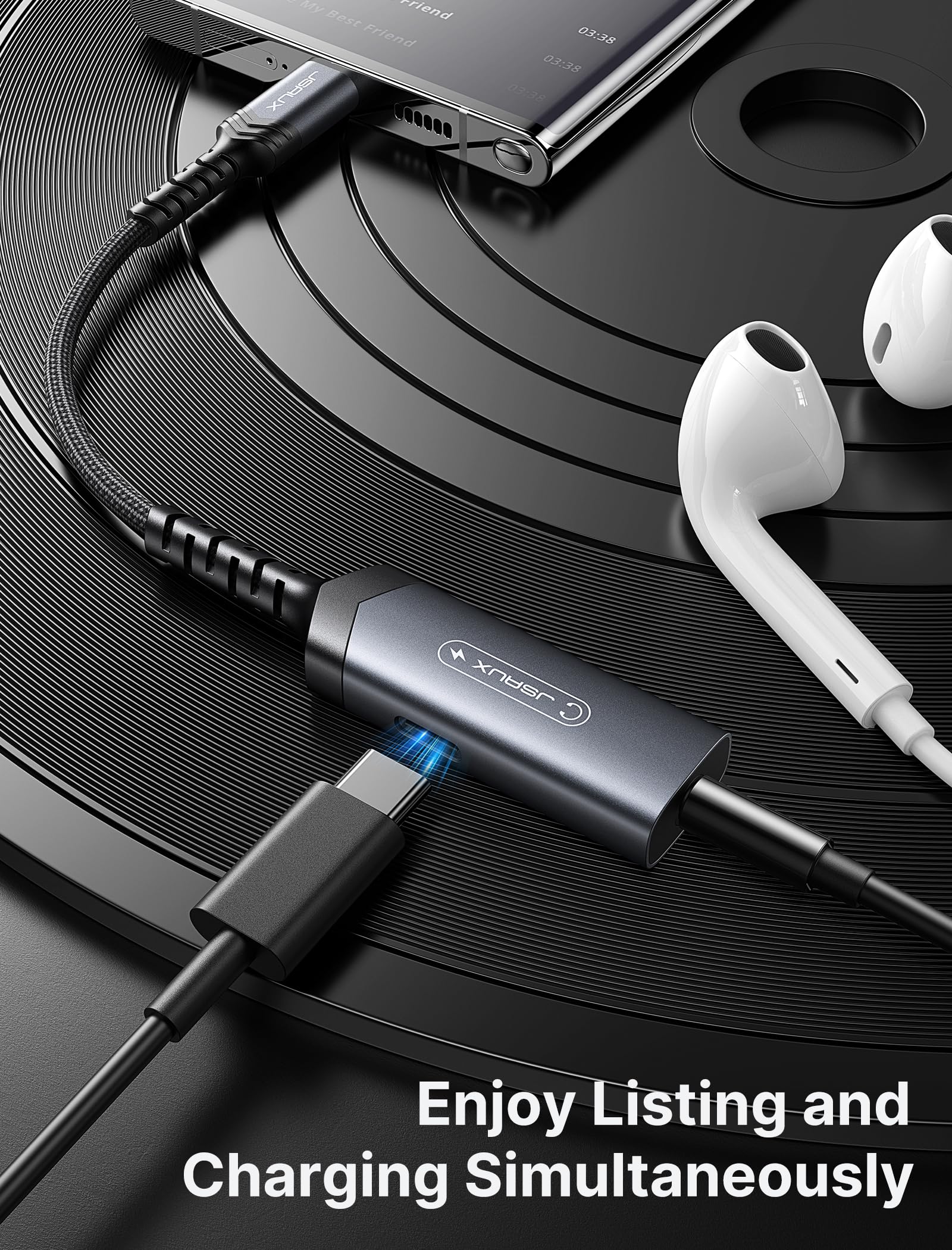 Foto 2 | Adaptador Usb C A 3,5 Mm Para Auriculares Y Cargador Jsaux Pd 60w - Venta Internacional.