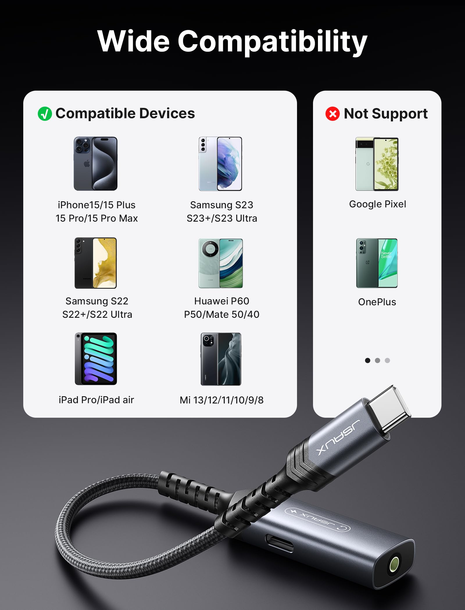 Foto 8 pulgar | Adaptador Usb C A 3,5 Mm Para Auriculares Y Cargador Jsaux Pd 60w - Venta Internacional.