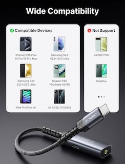 Foto 7 | Adaptador Usb C A 3,5 Mm Para Auriculares Y Cargador Jsaux Pd 60w - Venta Internacional.