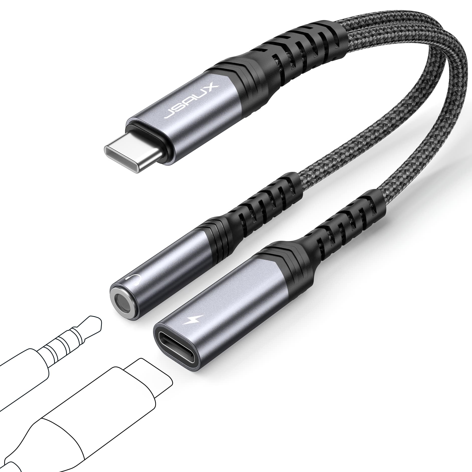 Foto 1 | Adaptador Usb C A 3,5 Mm Para Auriculares Y Cargador Jsaux Pd 60w - Venta Internacional.