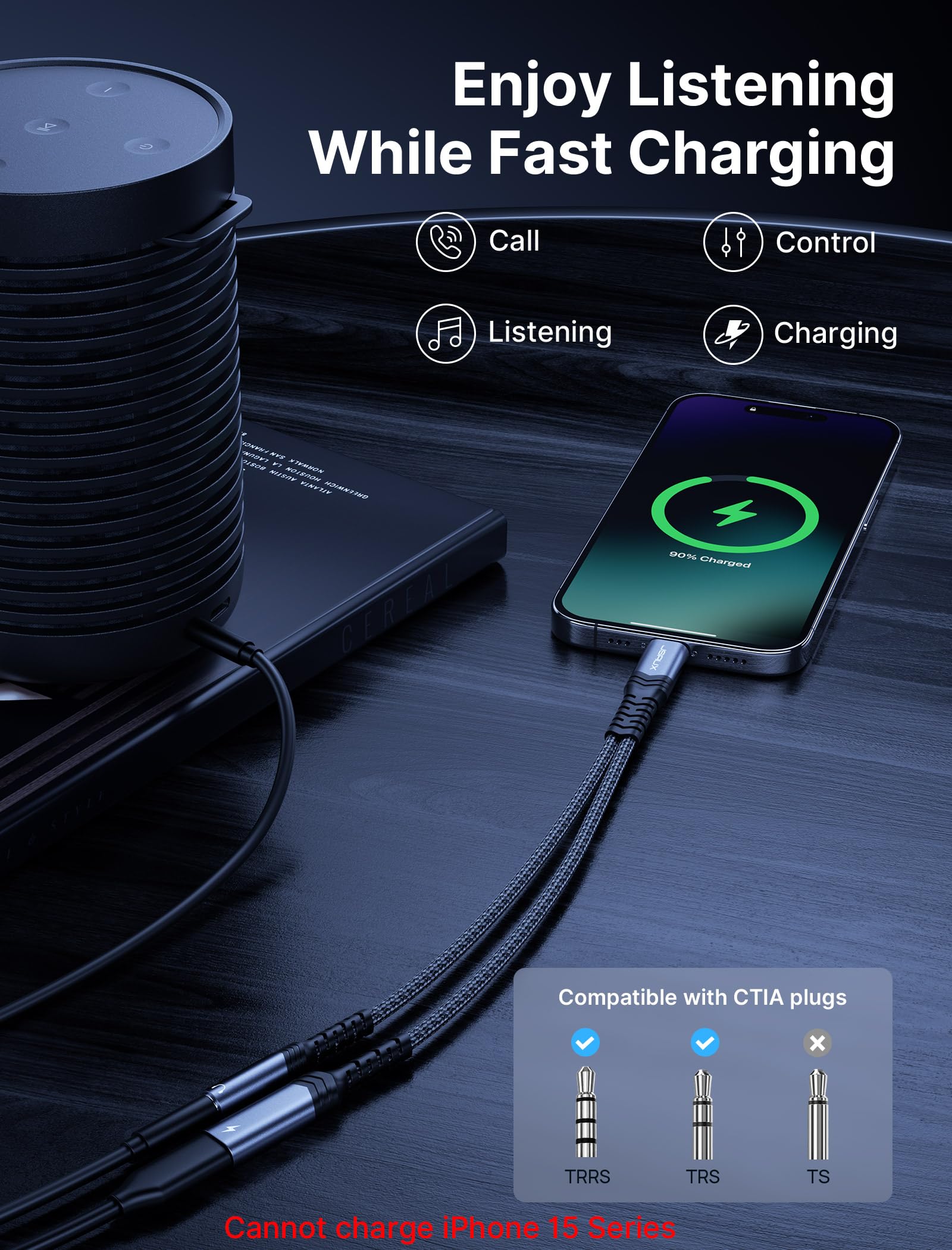 Foto 3 | Adaptador Usb C A 3,5 Mm Para Auriculares Y Cargador Jsaux Pd 60w - Venta Internacional.