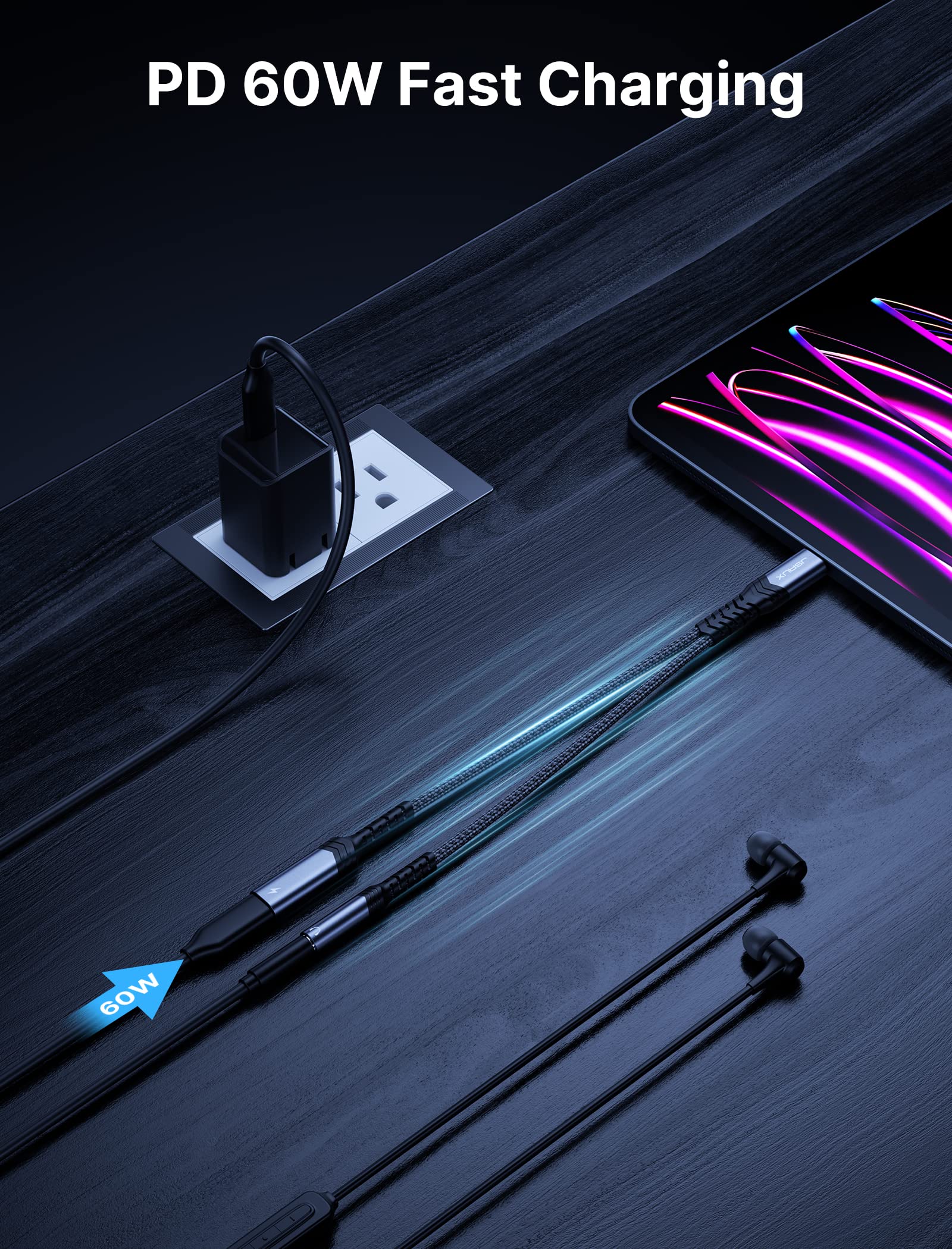 Foto 4 | Adaptador Usb C A 3,5 Mm Para Auriculares Y Cargador Jsaux Pd 60w - Venta Internacional.
