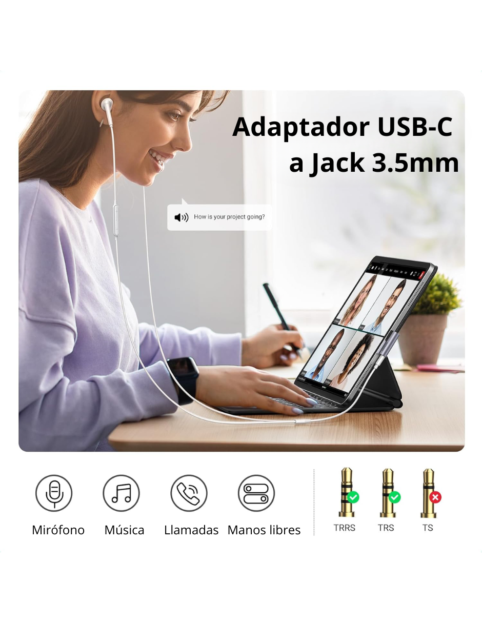 Foto 3 pulgar | Adaptador Usb-c A Aux Ugreen Con Dac Integrado