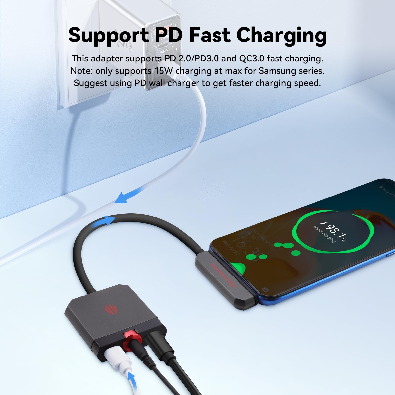 Foto 3 pulgar | Adaptador Nubia Redmagic 2 En 1 Usb C A Auriculares De Audio De 3 5 Mm - Venta Internacional.