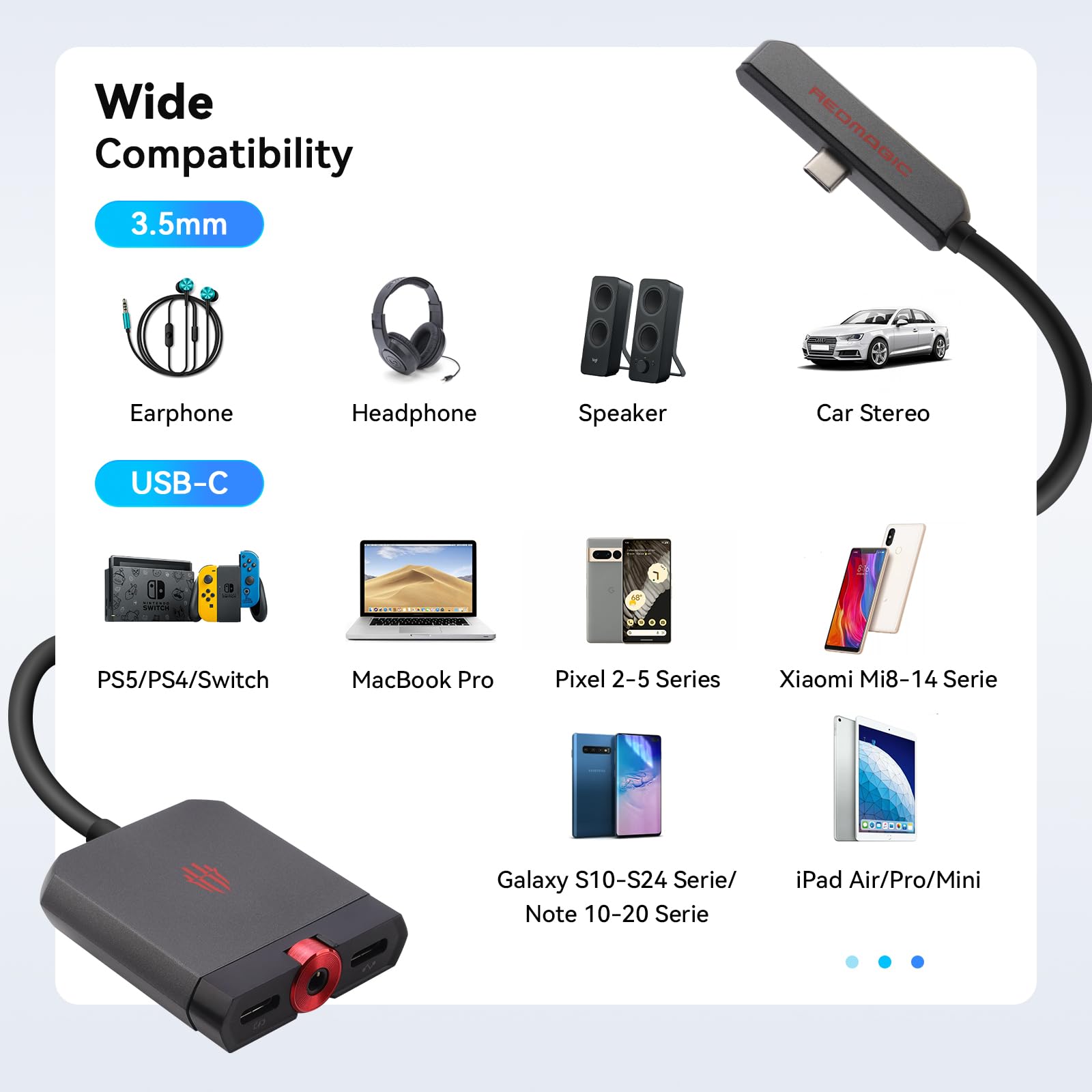 Foto 7 | Adaptador Nubia Redmagic 2 En 1 Usb C A Auriculares De Audio De 3 5 Mm - Venta Internacional.